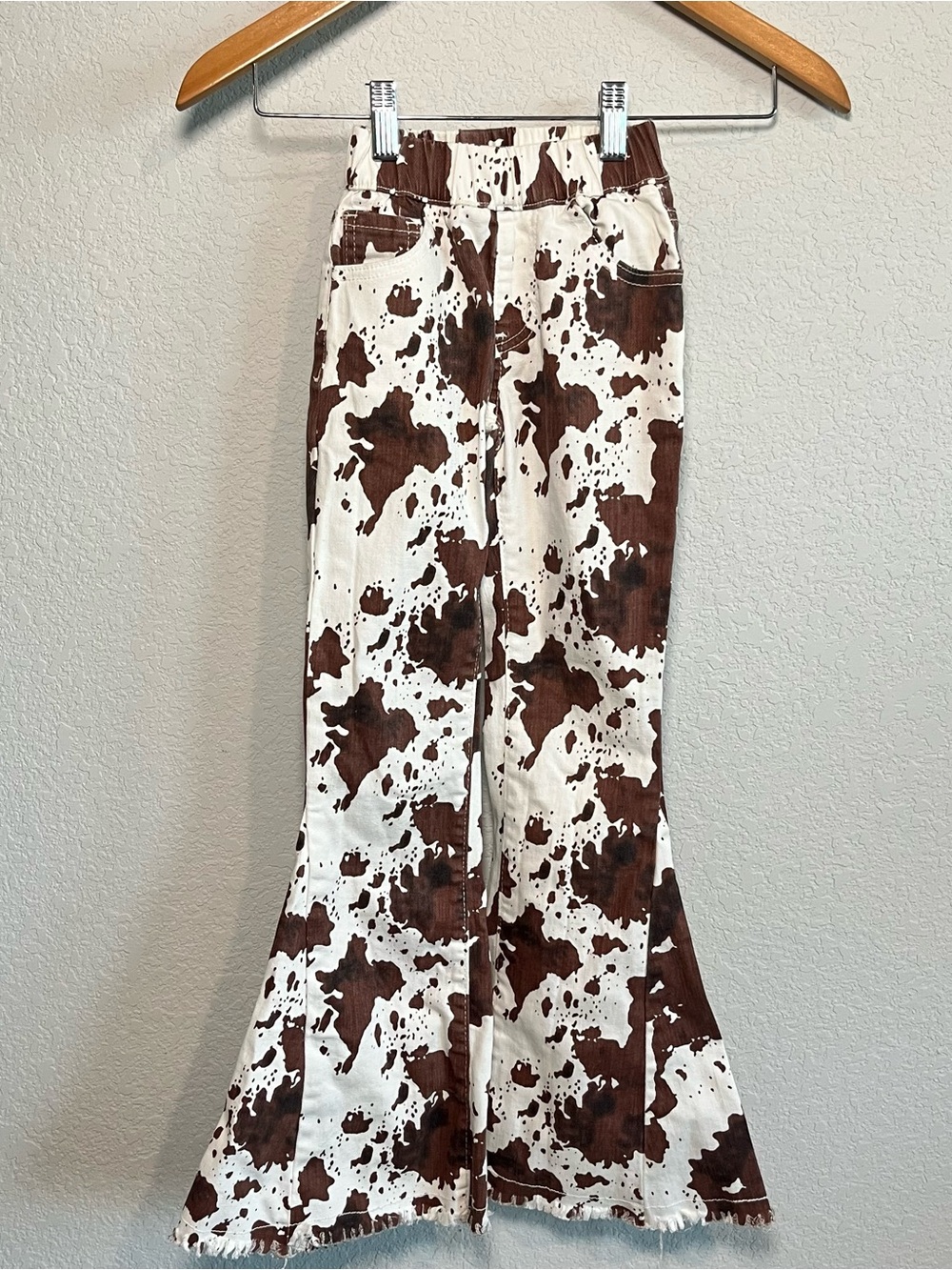 SAINTS & HEARTS Girls Cow Print Flare Jean Western Cowgirl Size XS